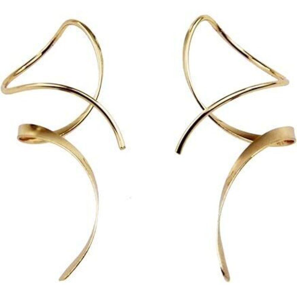 Earrings For Women Spiral Threader Earrings 14K Gold Earrings Hand Bent Dangle